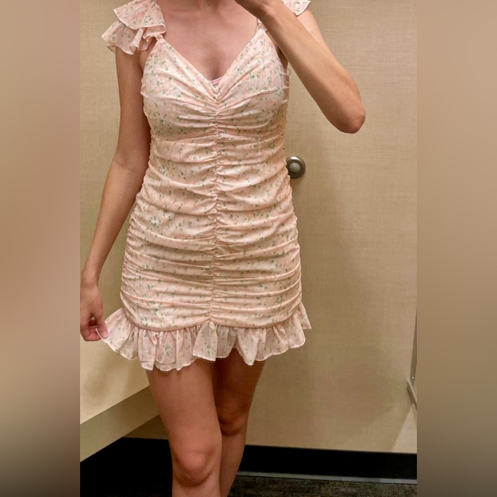 Elodie Light Pink Floral Mini Dress